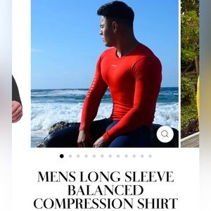 NWT Leorever Men’s Red Long Sleeve Balanced Compression Shirt, Size M.